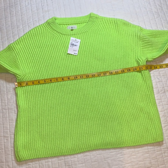 NWT Lou & Grey Cropped Neon Green Cable Knit Sweater, Wool Alpaca Blend, Size M - Picture 11 of 16